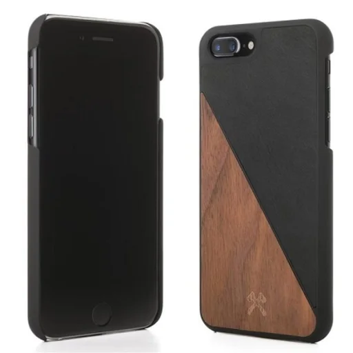 Woodcessories EcoSplit puzdro z dreva a vegánskej kože pre iPhone 7 Plus / 8 Plus, orechovo čierna (eco249) - 2