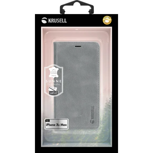 Krusell Sunne flipové puzdro na 4 karty pre Apple iPhone XS Max, vintage sivá - 7