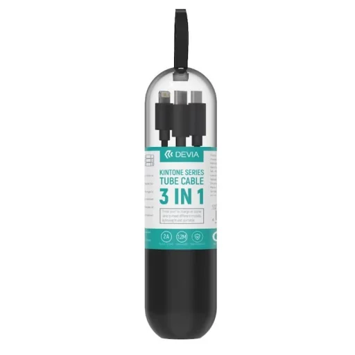 Devia Kintone Series 3 v 1 kábel USB – Lightning / MicroUSB / Type-C, 1,2 m, čierny - 2