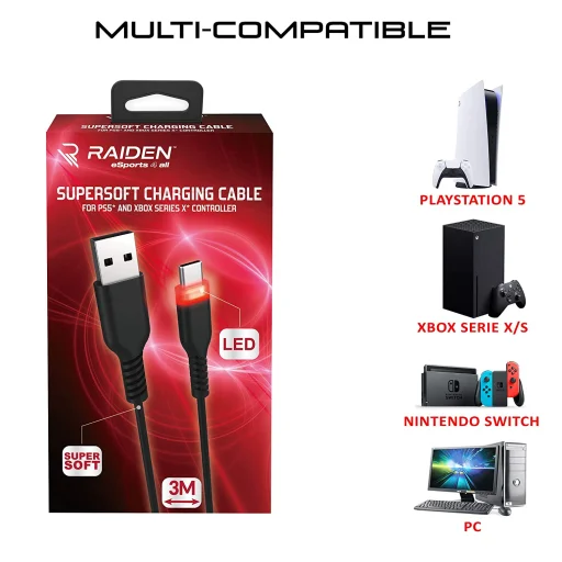 Subsonic Supersoft nabíjací kábel USB-C pre PS5/Xbox/Switch - 4