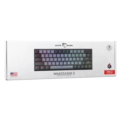 White Shark GK-002711V2 Wakizashi 2 sivo-čierna US Red Switches herná klávesnica - 7