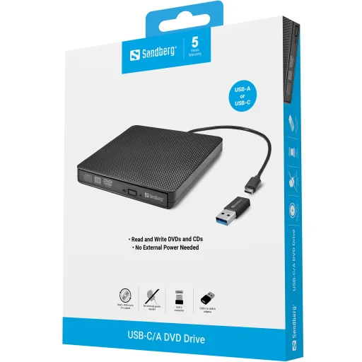 Sandberg 136-62 USB-C/A DVD mechanika - 5