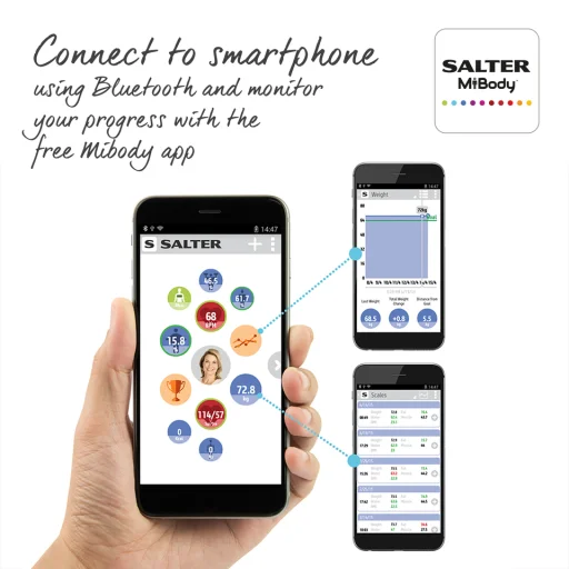 Salter 9192 BK3R Curve Bluetooth okos testelemző fürdőszobai mérleg fekete - 4