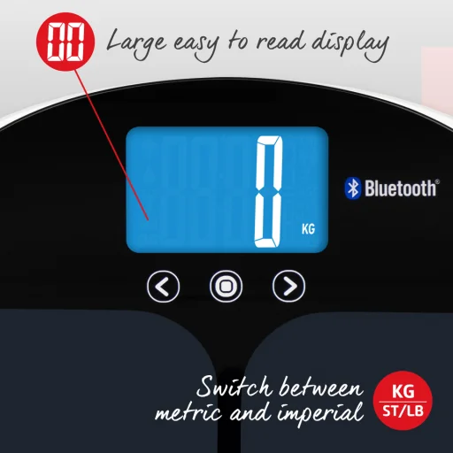 Salter 9192 BK3R Curve Bluetooth okos testelemző fürdőszobai mérleg fekete - 5