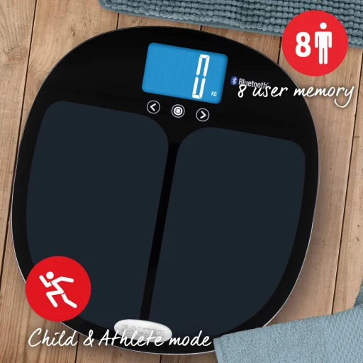 Salter 9192 BK3R Curve Bluetooth okos testelemző fürdőszobai mérleg fekete - 7