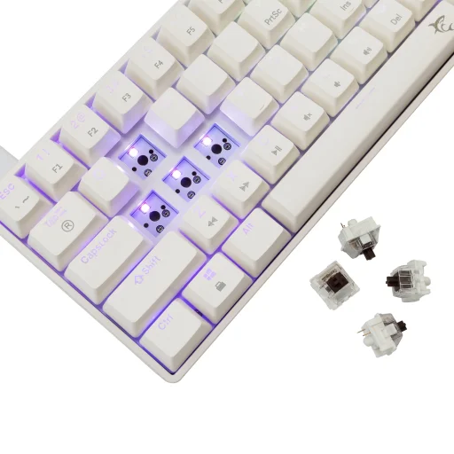 White Shark GK-004231 Shinobi 2 mechanická herná klávesnica, s hnedými spínačmi, biela, US rozloženie - 4