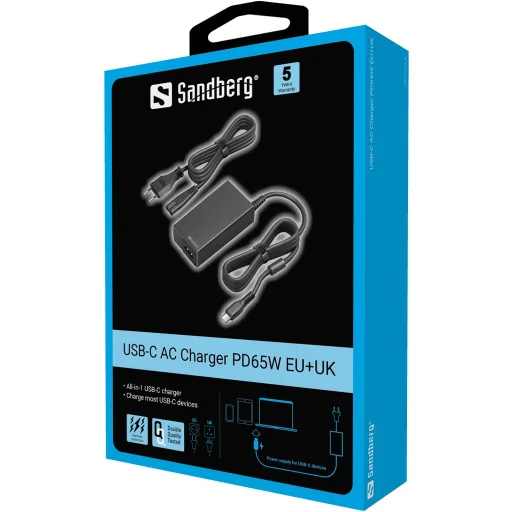 Sandberg 135-76 USB-C sieťová nabíjačka PD65W EU+UK - 2
