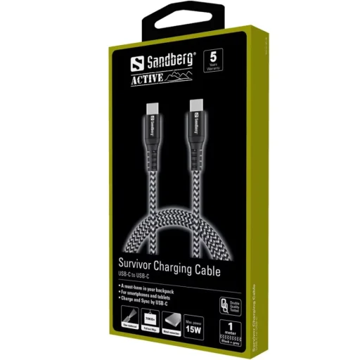 Sandberg 441-38 Survivor USB-C–USB-C kábel, 1 m - 2