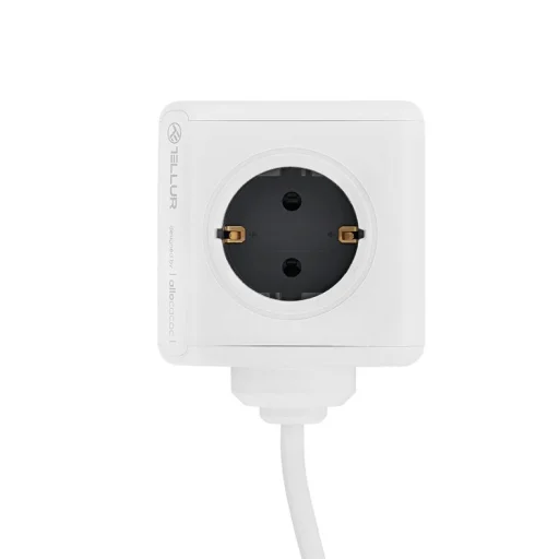 Tellur Power Cube Extended rozbočovač so 4 zásuvkami + 2 USB portmi, 1,5 m káblom, biely - 1