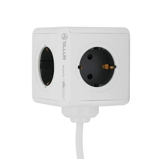 Tellur Power Cube Extended rozbočovač so 4 zásuvkami + 2 USB portmi, 1,5 m káblom, biely - 2