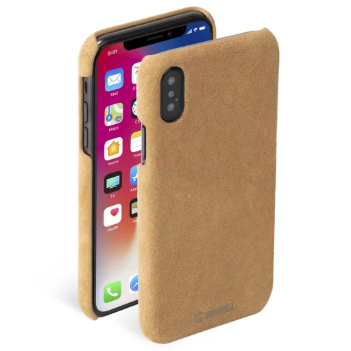 Krusell Broby kožené puzdro pre Apple iPhone XS Max, koňakovo hnedé - 1