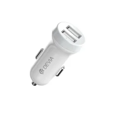 Devia Smart Series sada autonabíjačky s Lightning konektorom, 5V/3.1A, 2 USB, biela