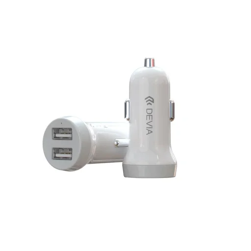 Devia Smart Series sada autonabíjačky s Lightning konektorom, 5V/3.1A, 2 USB, biela - 3