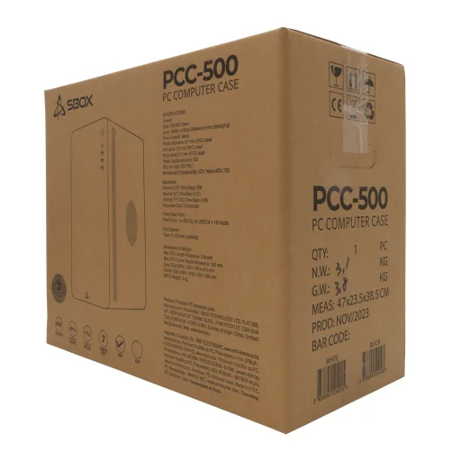 Sbox PCC-500 White ATX počítačová skriňa - 7
