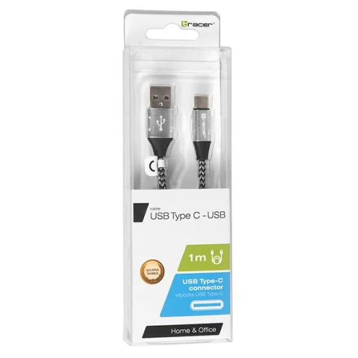 Tracer 46265 USB 2.0 Type-C - USB-A 1 m fekete-ezüst kábel - 3