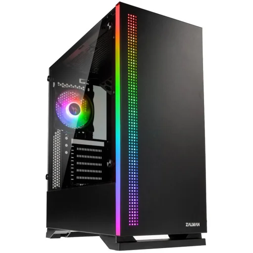 Zalman S5 Black ATX RGB ventilátoros számítógépház, edzett üveges oldallappal - 1