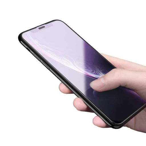 Devia Van Anti-blue Ray teljes képernyős edzett üvegfólia iPhone XR (6,1") fekete (10 db) - 2