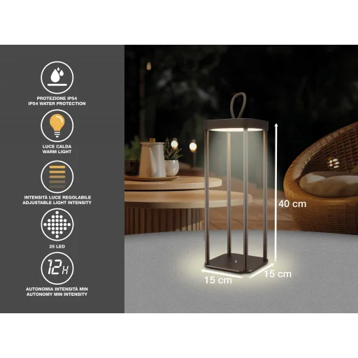 Beper P207ILI102 nabíjateľný kovový lampáš Corten - 3