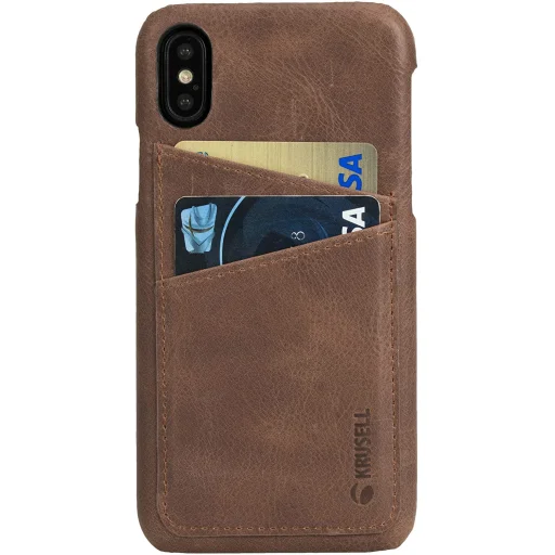 Krusell Sunne 2 kártyatartós bőr tok Apple iPhone X készülékhez, vintage konyakbarna (61104) - 2