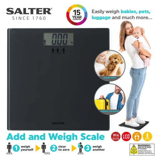 Salter SA00300 GGFEU16 Add and Weigh digitálna osobná váha čierna - 3