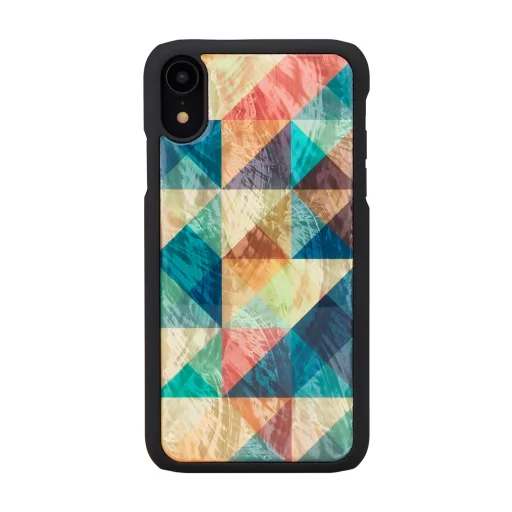 iKins mozaikové čierne flipové puzdro na iPhone XR - 1