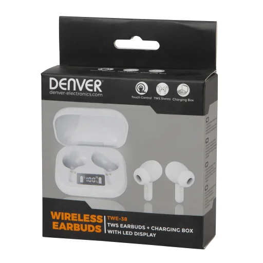 Denver TWE-38 White bezdrôtové Bluetooth slúchadlá - 10