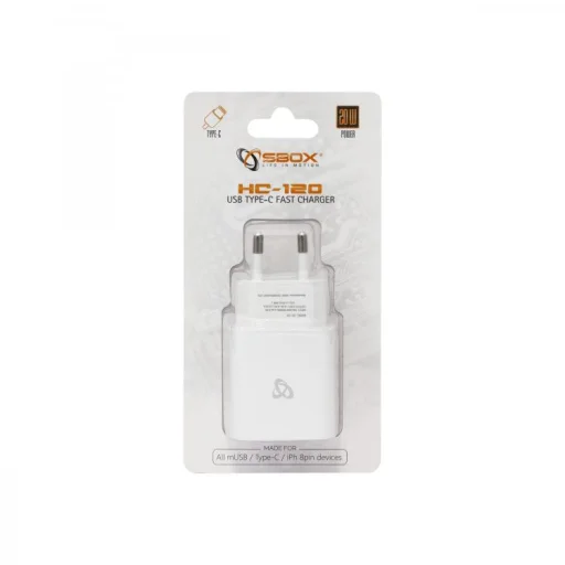 Sbox HC-120 USB Type-C sieťová nabíjačka biela - 4