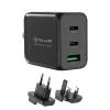 Tellur GaN 65W 3-portová sieťová nabíjačka, 2x USB-C + USB-A, EU/UK/US, čierna thumbnail