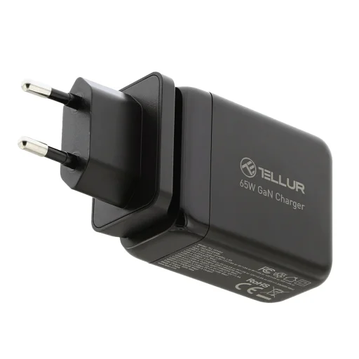 Tellur GaN 65W 3-portová sieťová nabíjačka, 2x USB-C + USB-A, EU/UK/US, čierna - 6