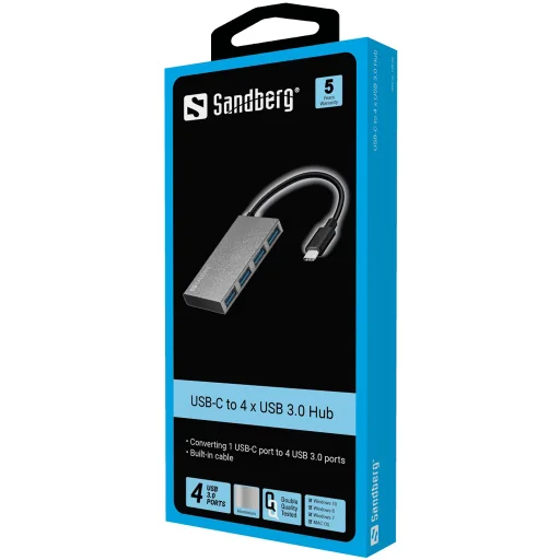 Sandberg 136-20 USB-C - 4 x USB 3.0 Pocket Hub USB rozbočovač - 2