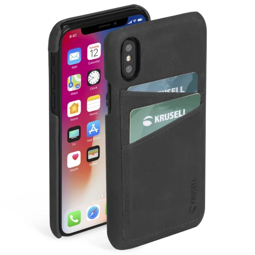 Krusell Sunne 2 Card Cover Apple iPhone XS Max vintage čierne puzdro - 1