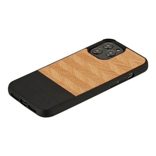 MAN&WOOD puzdro so vzorom rybej kosti nero čierna pre iPhone 12 / 12 Pro - 2