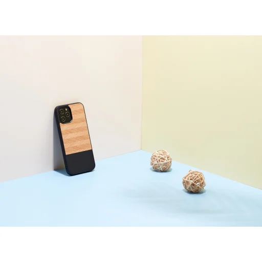 MAN&WOOD puzdro so vzorom rybej kosti nero čierna pre iPhone 12 / 12 Pro - 3