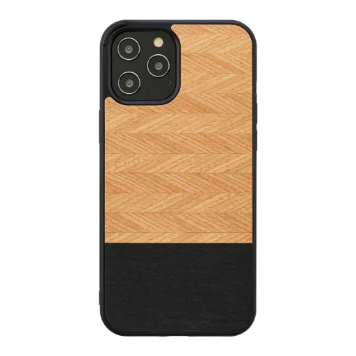 MAN&WOOD puzdro so vzorom rybej kosti nero čierna pre iPhone 12 / 12 Pro - 1