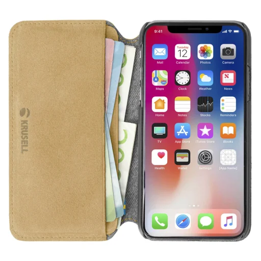 Krusell Broby SlimWallet flipové puzdro na 4 karty pre Apple iPhone XS Max - 2