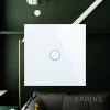 Spring egygombos, egyáramkörös érintőkapcsoló, fehér üveg thumbnail