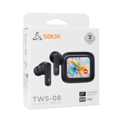 Sbox EB-TWS08-B bezdrôtové slúchadlá s dotykovým displejom, čierne - 5