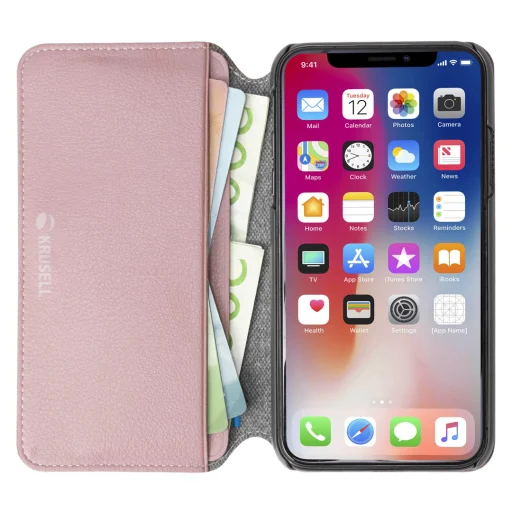 Krusell Pixbo 4 Card SlimWallet Apple iPhone XS Max ružové vyklápacie puzdro - 4