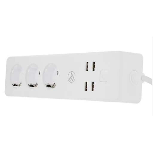 Tellur WiFi okos elosztó, 3 aljzattal, 4 USB-porttal, 4A, 2200W, 10A, 1,8 m - 1