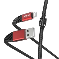 Hama 00201538 Extreme nabíjací a synchronizačný kábel USB-A - Lightning 1,5 m nylon čierno-červený