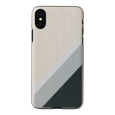 MAN&WOOD iPhone X/XS flipové puzdro so vzorom sivého obleku, čierne puzdro