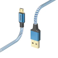 Hama 00201555 Reflexný nabíjací kábel, USB-A – Micro-USB 1,5 m, nylon, modrý