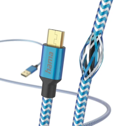 Hama 00201555 Reflexný nabíjací kábel, USB-A – Micro-USB 1,5 m, nylon, modrý - 3