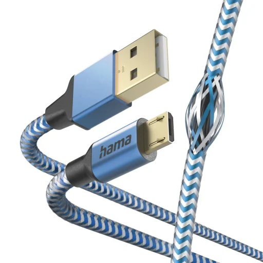 Hama 00201555 Reflexný nabíjací kábel, USB-A – Micro-USB 1,5 m, nylon, modrý - 4