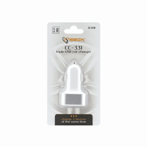 Sbox CC-331W biela USB nabíjačka do auta - 3