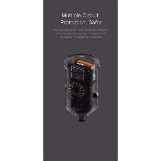 Orsen C8 45W mini autós töltő fekete - 5