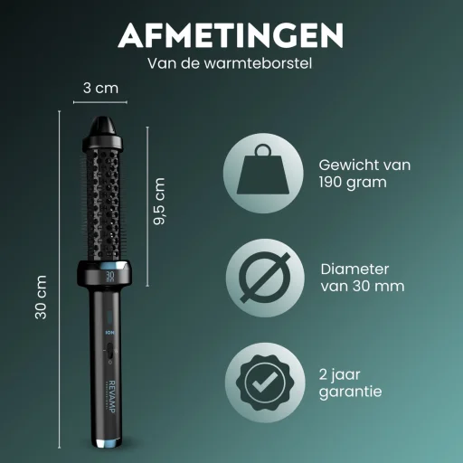 Revamp BR-1300A-EU kerámia és ionos 30 mm-es meleglevegős hajkefe fekete - 5