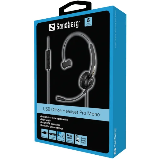 Sandberg 126-14 USB Office Headset Pro Mono káblový USB headset - 3