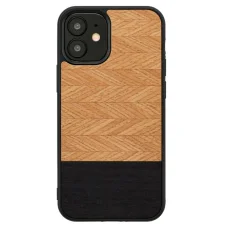 MAN&WOOD puzdro so vzorom rybej kosti nero čierne pre iPhone 12 mini