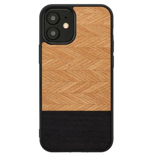 MAN&WOOD puzdro so vzorom rybej kosti nero čierne pre iPhone 12 mini - 1